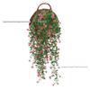 Imitação de flores de eucalipto, camélia, rattan, cesta de flores falsas penduradas na parede, decoração de parede para sala de estar, planta verde interna, atacado