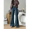 Jeans Acampanados Azules Vintage de Cintura Alta para Mujer, Novedad Otoño e Invierno 2025 Estilo Americano Sueltos Adelgazantes Acampanados de Longitud Completa