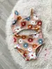 6-12M,12-18M,18-24M,2-3Años3-4Años traje de baño de una pieza para niños con flores brillantes
