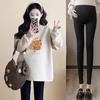 Jingqi Moda Gestante Primavera e Outono 2025 Nova Moda Conjunto Estilo Ocidental Moletom Solto da Moda Calça Legging Conjunto de Duas Peças