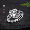 Anel Lucky Cat masculino e feminino moeda de cobre 925 prata tailandesa sorte retro simples anel aberto dedo indicador presente de ano novo moda