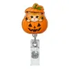 Novo Porta-Crachá Retrátil de Gato Fofo de Halloween com Clipe Jacaré Puxador Fácil Carretel Giratório para Presente Fivela de Puxar Fácil