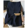 Elegante y Lujosa Falda de Mujer de Longitud Media para Primavera/Verano con Incrustaciones de Encaje y Abertura Trasera, Corte Ajustado y Elegante