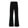 Calça casual boca de sino lisa Cleanfit para homens, estilo hippie com bordado de símbolo da moda, calça longa slim-fit, estilo vibe
