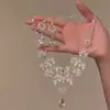 Colar Brincos Flor Gota D'água Prata Full Diamond 2025 Novos Acessórios de Casamento Corrente para Clavícula Feminina de Alta Qualidade para Vestido de Noite