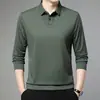 Camiseta de Manga Larga para Hombre de Primavera y Otoño Casual de Negocios Cuello Polo Falso de Dos Piezas Camiseta Base Holgada para Hombre de Mediana Edad