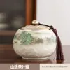 Bote de té vintage estilo chino, tarro de té sellado vacío, tarro de almacenamiento de té de porcelana para uso doméstico, para té verde y té negro