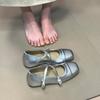 Altura Interna Prata Cabeça Quadrada Sapatos Solteiros Femininos 2025 Nova Moda Fivela Cinto Cruzado Sapatos Mary Jane