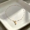 Collar de Perlas Estrelladas de Lujo de Nicho con Colgante Natural de Gota de Agua, Cadena Delicada para Clavícula para Mujer, Adecuado para el Trayecto Diario