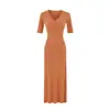 2617-Vestido Sexy de Manga Media Estilo Europeo y Americano para Mujer Primavera y Verano 2026 Nuevo Estilo Ceñido a la Cintura Ajustado al Cuerpo Largo