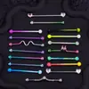 Fábrica Modeyuan al por mayor acero inoxidable puente de oreja pintura degradado uña larga para hueso de la oreja traje amor W pendientes ECG