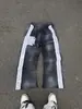 Conjunto de dos piezas de sudadera con capucha y cremallera con estampado de cruz desgastado y pantalones de chándal de pierna ancha, atuendo deportivo casual de calle americano