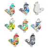 Accesorios para Joyería de Aleación con Goteo de Aceite DIY Colgante de Pájaro Gorrión Colorido Pulsera Llavero Colgante Decorativo W522