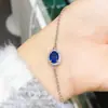 Pulsera clásica de diamante redondo con zafiro natural como piedra principal 5x7 para mujer, regalo, plata de ley 925 chapada, ventas directas de fábrica