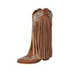 Botas Vaqueras Transfronterizas de Amazon Bordadas Otoño e Invierno Nuevas Botas de Caballero Talla Grande Borla Tacón Grueso Remaches Occidentales Botas Altas