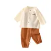 Set de Muselina para Bebé, Ropa de Casa para Bebé, Conjunto de Camiseta de Manga Larga de Doble Capa de Algodón Puro y Pantalones, Ropa de Verano con Aire Acondicionado para Niños y Niñas