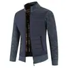 Abrigo suéter para hombre con forro polar engrosado otoño e invierno cuello alto holgado talla grande suéter con cremallera chaqueta cárdigan abrigo acolchado de algodón para hombre