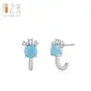 Brincos de Prata Esterlina S925 Turquesa de Luxo Acessível para Mulheres, Brincos Retrô, de Alta Qualidade, Simples em Forma de J
