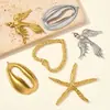 Estilo Europeo y Americano Estrella de Mar Grande Concha Corazón Colgante DIY de Acero Inoxidable Collar de Pájaro para Mujer Colgante de Joyería de Acero de Titanio