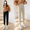 Calça esportiva casual de chenille para mulheres, corte solto, forrada com fleece, tornozelo afunilado, estilo harém, espessa, modeladora, calça cenoura