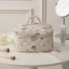 Bolsa de Cosméticos Rayas Lunares Clutch Portátil Gran Capacidad Viaje Neceser Maquillaje Bolsa de Almacenamiento Estilo Dulce Cremallera