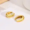 Brincos Redondos de Aço Inoxidável Dourados de Camada Dupla com Textura da Moda, Design Exagerado em Forma de C, Presilhas de Orelha em Forma de U de Nicho para Mulheres