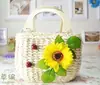 Nova Estilo Prateleira Bolsa de Verão Feminina de Palha Trançada Bolsa de Mão Coccinella septempunctata