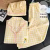Novo Pijama Fofo de Estudante Tamanho Grande com Bojo para Mulheres, Estilo Primavera e Verão, Pode Ser Usado Fora de Casa, Conjunto de Roupa de Casa Três Peças Soltinho