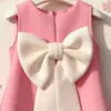 Novo Vestido Princesa de Cor Sólida Sem Mangas de Verão Europeu e Americano da Amazon com Laço Grande e Renda, Fofo e Doce, Popular para Meninas
