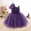 Vestido para Menina, Vestido de Passarela Princesa com Lantejoulas, Novo Estilo Saia de Tule Fofa para Bebê Menina, Vestido Infantil com Laço para Um Ano