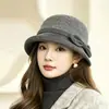 Nuevo Sombrero de Pescador de Lana 2026 para Mujer, Sombrero Coreano de Otoño e Invierno con Lazo, Moderno, Versátil, Cálido y Adelgazante