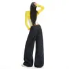 Elegantes jeans de mezclilla cruda con botones para mujer, nuevo modelo transfronterizo de otoño 2026, jeans curvos de cintura alta ajustables para mujer