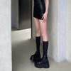 Botas longas brancas de sola grossa, botas finas de cano alto para mulheres, estilo britânico, botas Small Martin