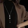 Collar largo de cadena para suéter con accesorios florales transfronterizos para mujer, colgante de borla de cristal, colgante para ropa, joyería simple al por mayor