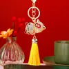 Chaveiro de Carro com Borla de Gato da Sorte Cravejado de Diamantes Pelúcia Fofo Pingente para Bolsa de Mulher Anel de Chaveiro Presente Festivo
