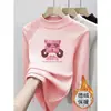 Nuevo Top Térmico de Forro Polar Otoño/Invierno para Niños, Cuello Semi Alto, Estampado Lindo de Niña Pequeña, para Niños Medianos/Grandes, Ropa Interior, Top Ajustado