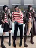 Suéter de Manga Larga Rayado Artístico Cuello Redondo Retro de Gama Alta Diseño de Nicho Color de Contraste Estilo Holgado Perezoso Suéter para Mujer