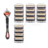 Navaja Manual Calidad Alemana Navaja Clásica con 5 Cuchillas Navaja de Afeitar para Hombre Cabezal de Hoja de Navaja Cinco Capas Universal