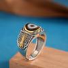 Personas Plata S925 Moda Retro Estatua de Buda para Hombre Nicho Ágata Tianzhu Antigua Anillo de Apertura Combinable