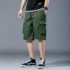 Shorts de trabalho de verão masculinos, calças casuais largas, calças masculinas da moda estilo coreano, shorts hip-hop com múltiplos bolsos