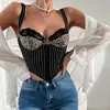 Chaleco pequeño de mujer transfronterizo con escote bajo, encaje de leopardo, espalda descubierta, tirantes, aro de acero a rayas, estilo europeo y americano, 7790