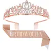Moda europeia e americana cinto de etiqueta de cristal coroa cinto de etiqueta cocar de aniversário coroa aniversário menina fita atacado