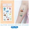 Pegatinas de Tatuaje Ruikalong Transfronterizas Nuevas con Brillo de Animales Marinos para Niños, Pegatinas de Tatuaje Coloridas Impermeables Lindas de Dibujos Animados