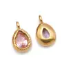 Acero Inoxidable Doce Piedras de Nacimiento Forma de Gota de Agua Oval Colorido Colgante Individual Colgante de Piedra Estrella 7x12mm Accesorios para Joyería DIY