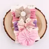 Diadema de Nailon de Alta Elasticidad para Niños Set de Tres Piezas Tocado Flor Lazo Rosquilla Set de Diademas para Foto de Bebé