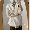 Colete Tricot V-neck Retrô Estilo Hong Kong Masculino Outono Inverno Estilo Preppy Solto Peça Externa Suéter Cor Lisa