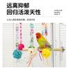 Juguete para Loro Bola de Ratán de Color Péndulo Cuerda Colgante Peonía Piel de Tigre Xuan Feng Juguete para Morder Decoración de Jaula para Pájaros