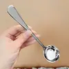 Colher de Fundo Plano em Aço Inoxidável, Colher de Sopa Redonda de Alto Valor, Colher para Comer e Mexer, Colher de Servir Exquisita Estilo Ins para Uso Doméstico