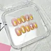 Manicura de Verano Nueva de Dibujos Animados, Lazo de Gato, Uñas Portátiles Infantiles, 10 Piezas de Uñas Postizas Hechas a Mano Ojo de Gato Codificado