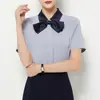 Traje Profesional Personalizado Estilo Azafata para Mujer, Camisa de Manga Corta de Color Contrastante, Chaleco, Falda, Recepción de Belleza Médica, Uniforme de Azafata de Aviación
